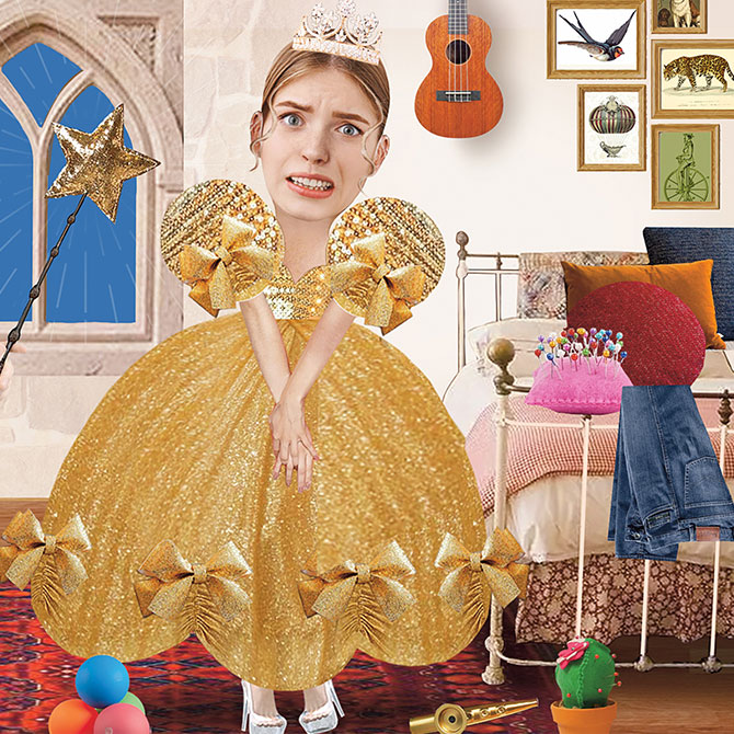 Illustration of an uncomfortable cinderella
