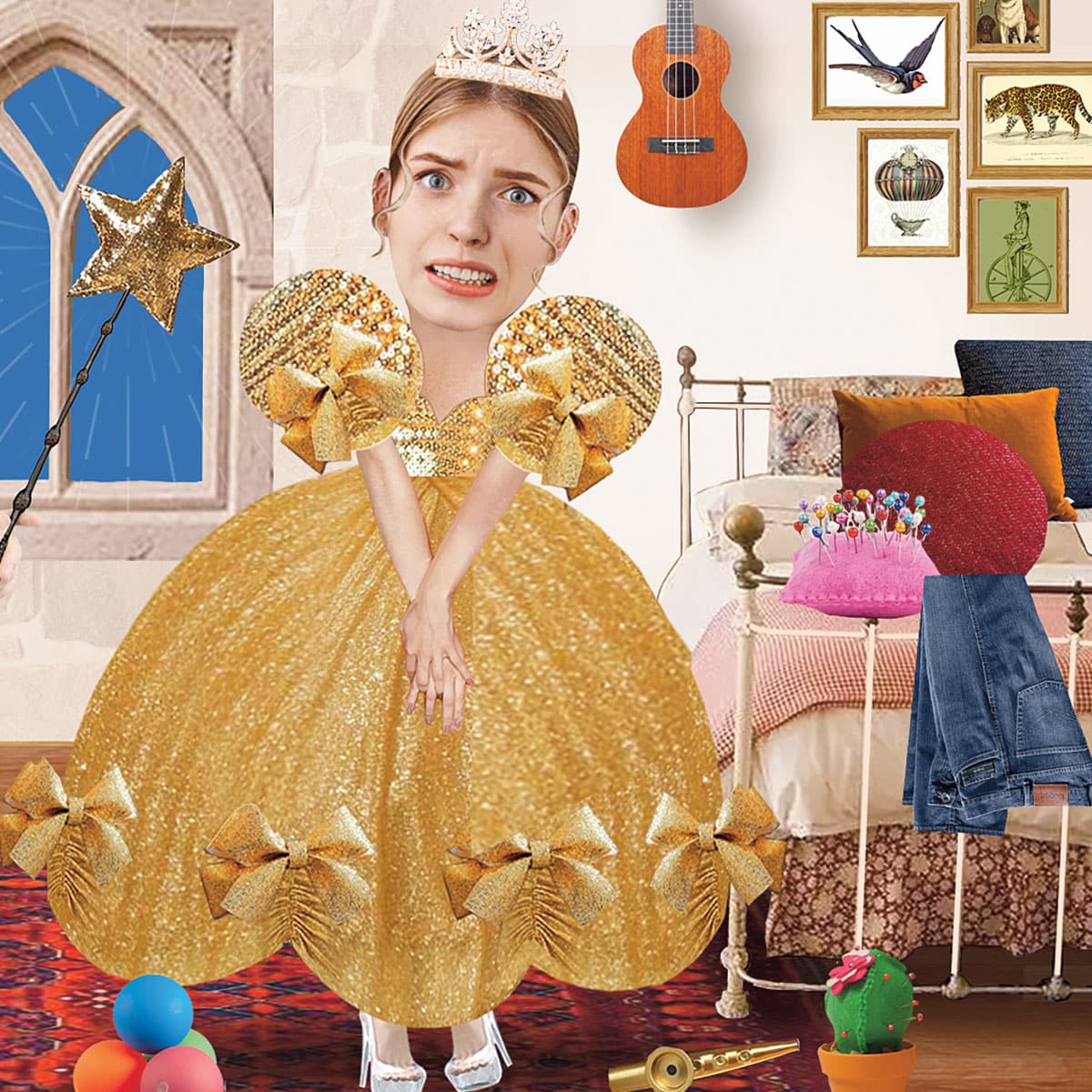 Illustration of an uncomfortable cinderella